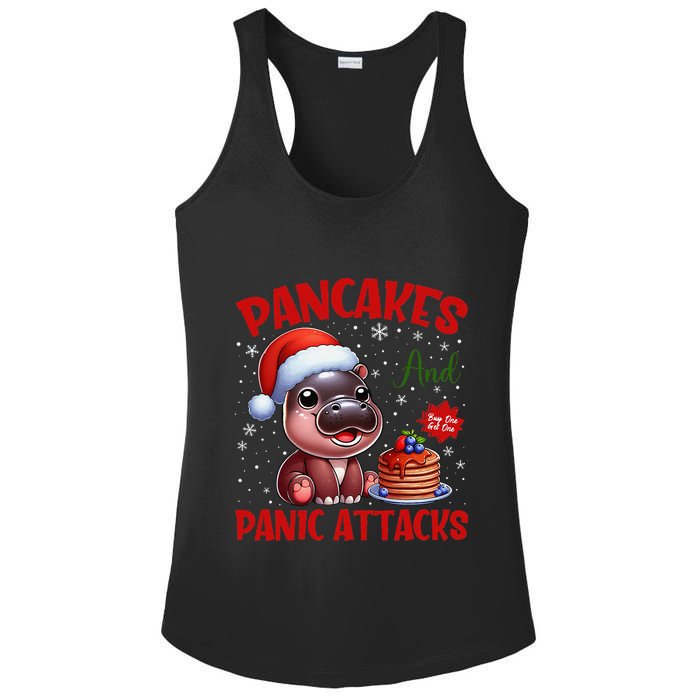 Pancakes And Panic Attacks Funny Moo Deng Pancake Christmas Ladies PosiCharge Competitor Racerback Tank