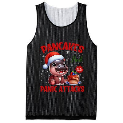 Pancakes And Panic Attacks Funny Moo Deng Pancake Christmas Mesh Reversible Basketball Jersey Tank