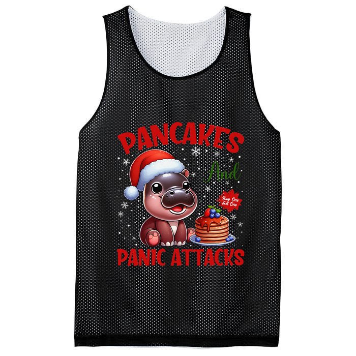 Pancakes And Panic Attacks Funny Moo Deng Pancake Christmas Mesh Reversible Basketball Jersey Tank