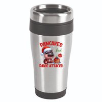 Pancakes And Panic Attacks Funny Moo Deng Pancake Christmas 16oz Travel Tumbler