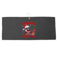 Pancakes And Panic Attacks Funny Moo Deng Pancake Christmas Large Microfiber Waffle Golf Towel