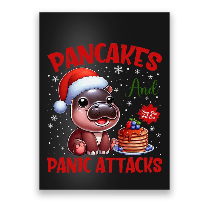 Pancakes And Panic Attacks Funny Moo Deng Pancake Christmas Poster