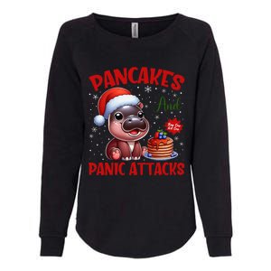 Pancakes And Panic Attacks Funny Moo Deng Pancake Christmas Womens California Wash Sweatshirt