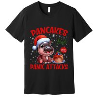 Pancakes And Panic Attacks Funny Moo Deng Pancake Christmas Premium T-Shirt