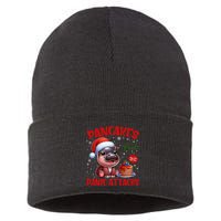 Pancakes And Panic Attacks Funny Moo Deng Pancake Christmas Sustainable Knit Beanie