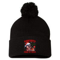 Pancakes And Panic Attacks Funny Moo Deng Pancake Christmas Pom Pom 12in Knit Beanie