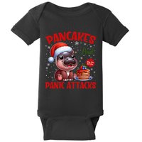 Pancakes And Panic Attacks Funny Moo Deng Pancake Christmas Baby Bodysuit