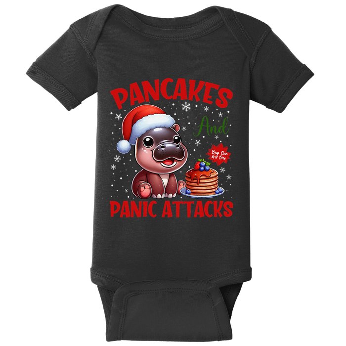 Pancakes And Panic Attacks Funny Moo Deng Pancake Christmas Baby Bodysuit