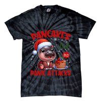 Pancakes And Panic Attacks Funny Moo Deng Pancake Christmas Tie-Dye T-Shirt