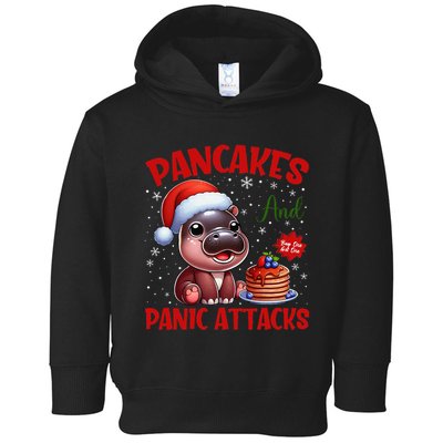 Pancakes And Panic Attacks Funny Moo Deng Pancake Christmas Toddler Hoodie