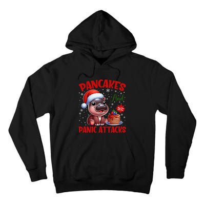 Pancakes And Panic Attacks Funny Moo Deng Pancake Christmas Tall Hoodie