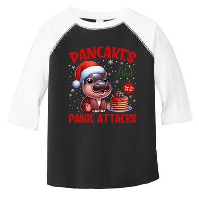 Pancakes And Panic Attacks Funny Moo Deng Pancake Christmas Toddler Fine Jersey T-Shirt