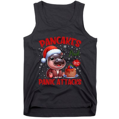 Pancakes And Panic Attacks Funny Moo Deng Pancake Christmas Tank Top