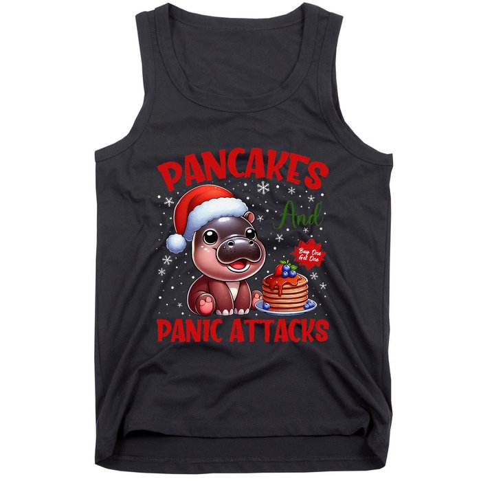 Pancakes And Panic Attacks Funny Moo Deng Pancake Christmas Tank Top