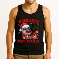 Pancakes And Panic Attacks Funny Moo Deng Pancake Christmas Tank Top