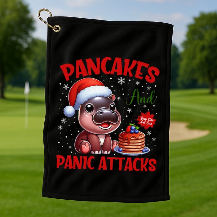 Pancakes And Panic Attacks Funny Moo Deng Pancake Christmas Golf Towel
