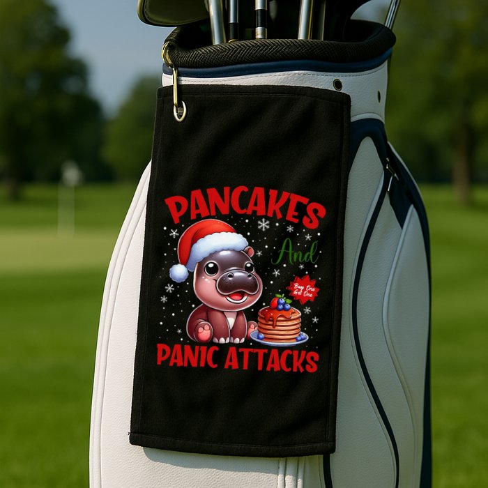 Pancakes And Panic Attacks Funny Moo Deng Pancake Christmas Golf Towel