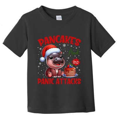 Pancakes And Panic Attacks Funny Moo Deng Pancake Christmas Toddler T-Shirt