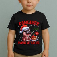 Pancakes And Panic Attacks Funny Moo Deng Pancake Christmas Toddler T-Shirt