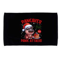 Pancakes And Panic Attacks Funny Moo Deng Pancake Christmas Microfiber Hand Towel