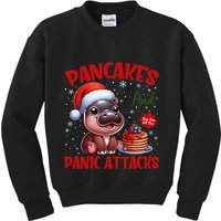 Pancakes And Panic Attacks Funny Moo Deng Pancake Christmas Kids Sweatshirt
