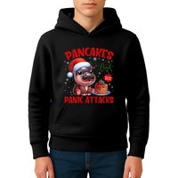 Pancakes And Panic Attacks Funny Moo Deng Pancake Christmas Kids Hoodie