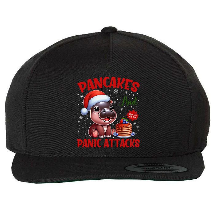 Pancakes And Panic Attacks Funny Moo Deng Pancake Christmas Wool Snapback Cap