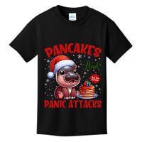 Pancakes And Panic Attacks Funny Moo Deng Pancake Christmas Kids T-Shirt
