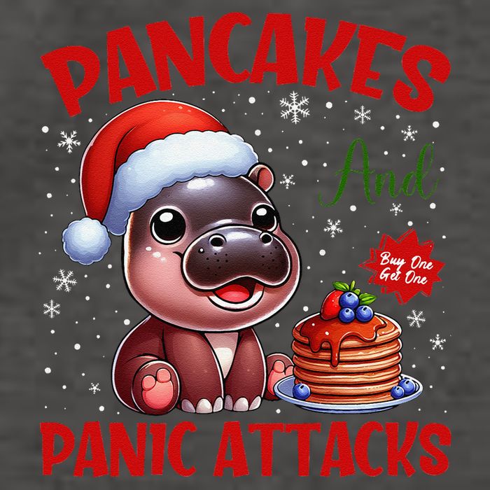 Pancakes And Panic Attacks Funny Moo Deng Pancake Christmas Vector Backpack