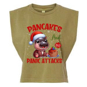 Pancakes And Panic Attacks Funny Moo Deng Pancake Christmas Garment-Dyed Women's Muscle Tee