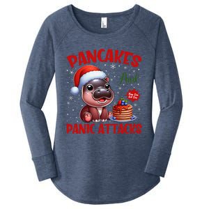 Pancakes And Panic Attacks Funny Moo Deng Pancake Christmas Women's Perfect Tri Tunic Long Sleeve Shirt