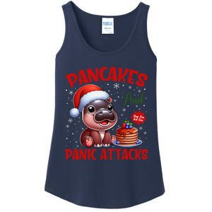 Pancakes And Panic Attacks Funny Moo Deng Pancake Christmas Ladies Essential Tank