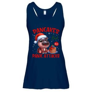 Pancakes And Panic Attacks Funny Moo Deng Pancake Christmas Ladies Essential Flowy Tank