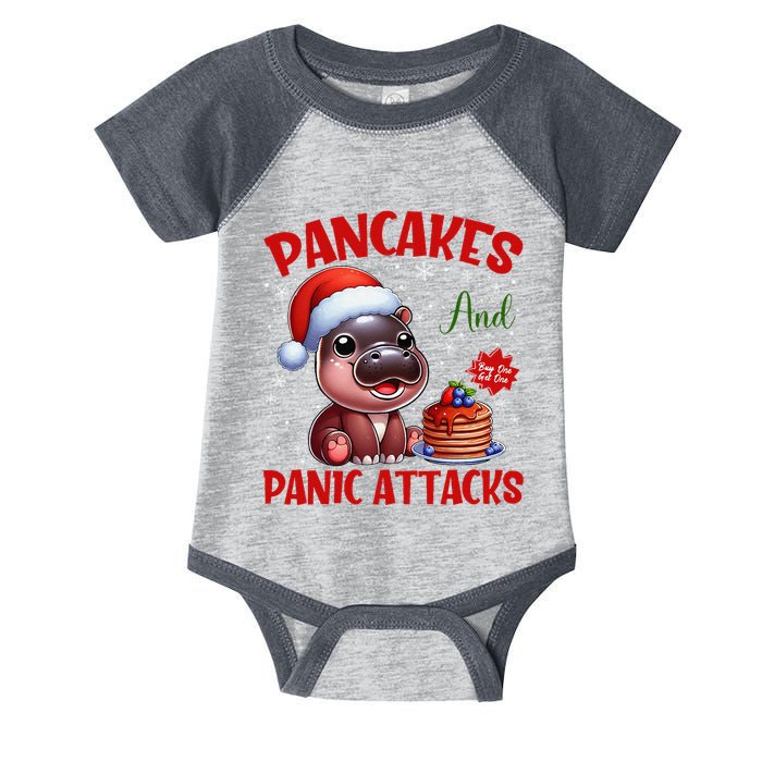 Pancakes And Panic Attacks Funny Moo Deng Pancake Christmas Infant Baby Jersey Bodysuit
