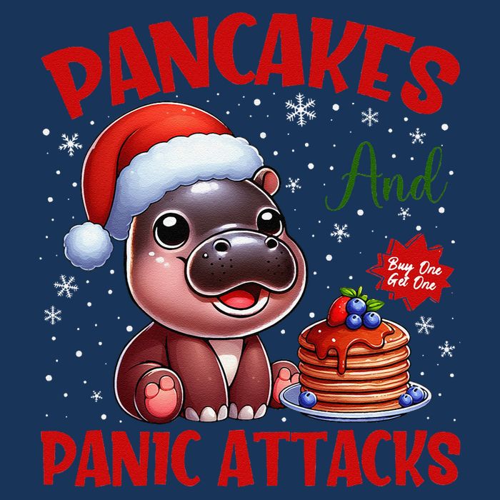 Pancakes And Panic Attacks Funny Moo Deng Pancake Christmas Infant Baby Jersey Bodysuit