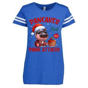 Pancakes And Panic Attacks Funny Moo Deng Pancake Christmas Enza Ladies Jersey Football T-Shirt