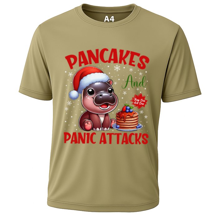 Pancakes And Panic Attacks Funny Moo Deng Pancake Christmas Performance Shirt