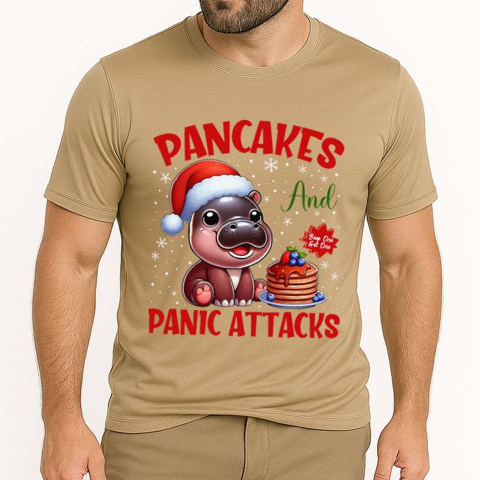 Pancakes And Panic Attacks Funny Moo Deng Pancake Christmas Performance Shirt