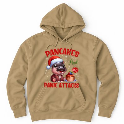 Pancakes And Panic Attacks Funny Moo Deng Pancake Christmas Hoodie