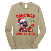 Pancakes And Panic Attacks Funny Moo Deng Pancake Christmas Long Sleeve Shirt