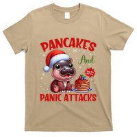 Pancakes And Panic Attacks Funny Moo Deng Pancake Christmas T-Shirt