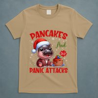 Pancakes And Panic Attacks Funny Moo Deng Pancake Christmas T-Shirt