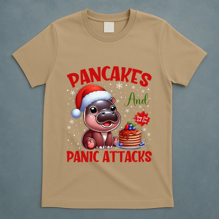 Pancakes And Panic Attacks Funny Moo Deng Pancake Christmas T-Shirt