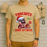 Pancakes And Panic Attacks Funny Moo Deng Pancake Christmas T-Shirt