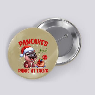 Pancakes And Panic Attacks Funny Moo Deng Pancake Christmas Button