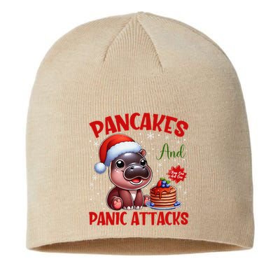 Pancakes And Panic Attacks Funny Moo Deng Pancake Christmas Sustainable Beanie