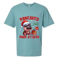 Pancakes And Panic Attacks Funny Moo Deng Pancake Christmas Sueded Cloud Jersey T-Shirt
