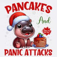 Pancakes And Panic Attacks Funny Moo Deng Pancake Christmas Garment-Dyed Sweatshirt