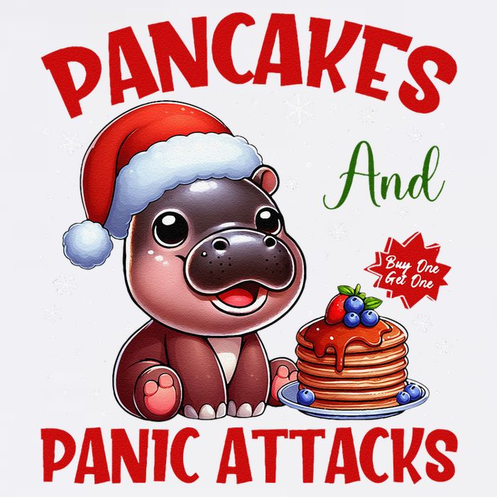 Pancakes And Panic Attacks Funny Moo Deng Pancake Christmas Garment-Dyed Sweatshirt