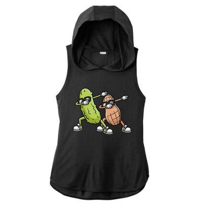 Peanut And Pickle Dabbing Peanut Butter Lover Ladies PosiCharge Tri-Blend Wicking Draft Hoodie Tank